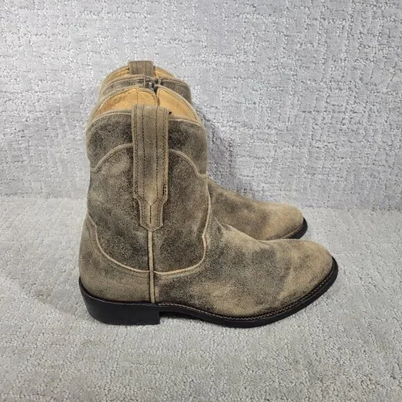 Tecovas The Dean Men's Size US 8EE Taupe Suede Side Zip Western Boots - Picture 3 of 10